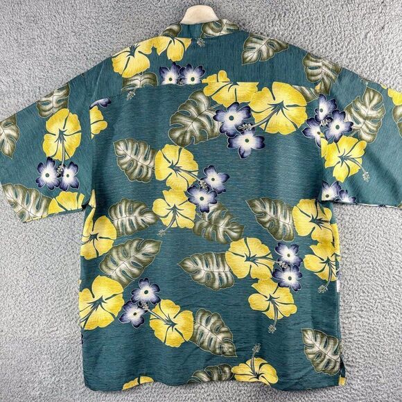 Tommy Bahama Hawaiian Silk Shirt Mens Large‎ Floral AOP Graphic Tropical Beach - Picture 6 of 11